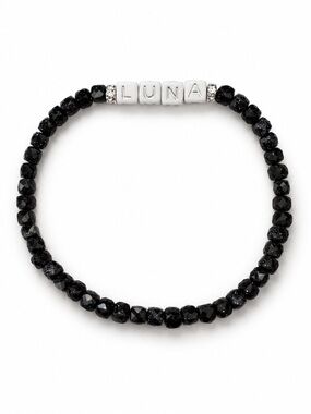 Luna Black Sparkle Beaded Cat Collar – Personalized Pet Accessory 9”
